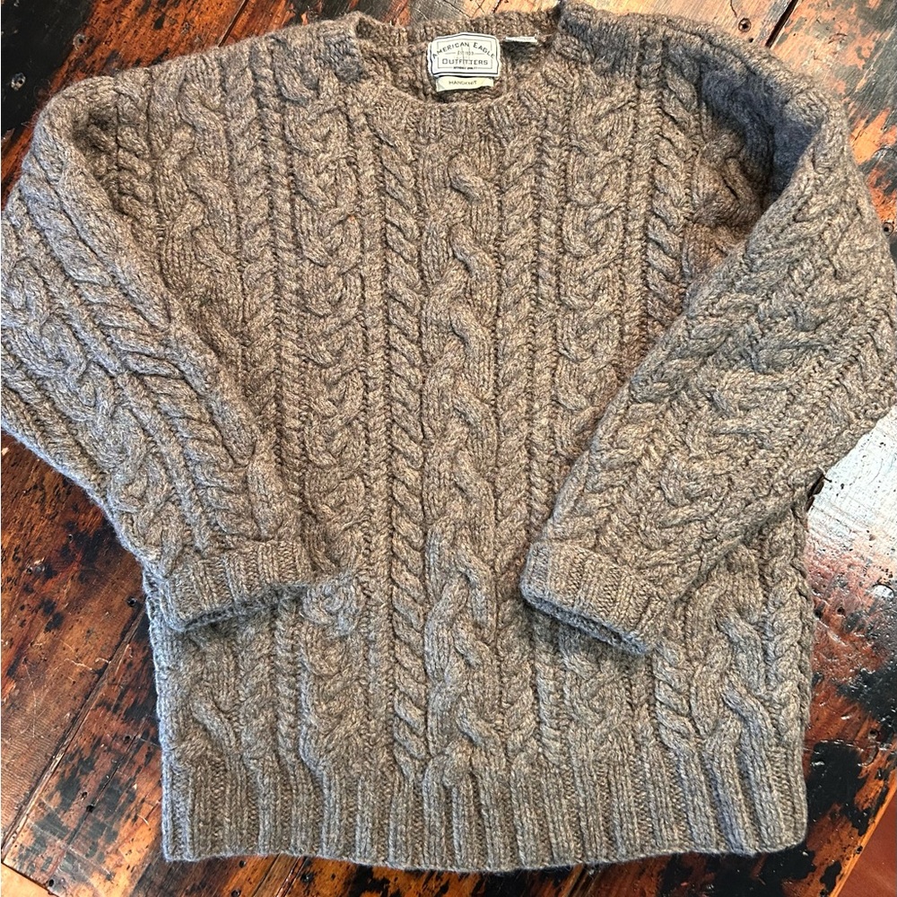 American Eagle Outfitters Vintage Men's Cable Knit Sweater - Gray